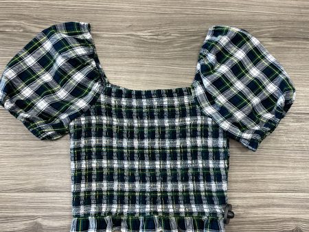 Top Short Sleeve By American Eagle In Plaid Pattern, Size: M Online Sale