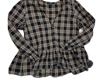 Top Long Sleeve By Madewell In Plaid Pattern, Size: M Fashion