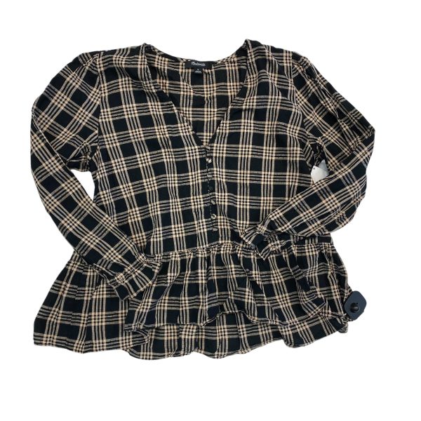 Top Long Sleeve By Madewell In Plaid Pattern, Size: M Fashion