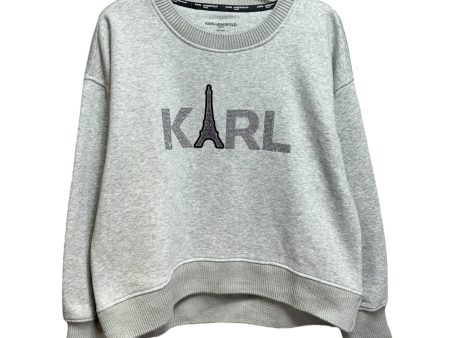 Embellished Sweatshirt Designer By Karl Lagerfeld In Grey, Size: M Hot on Sale