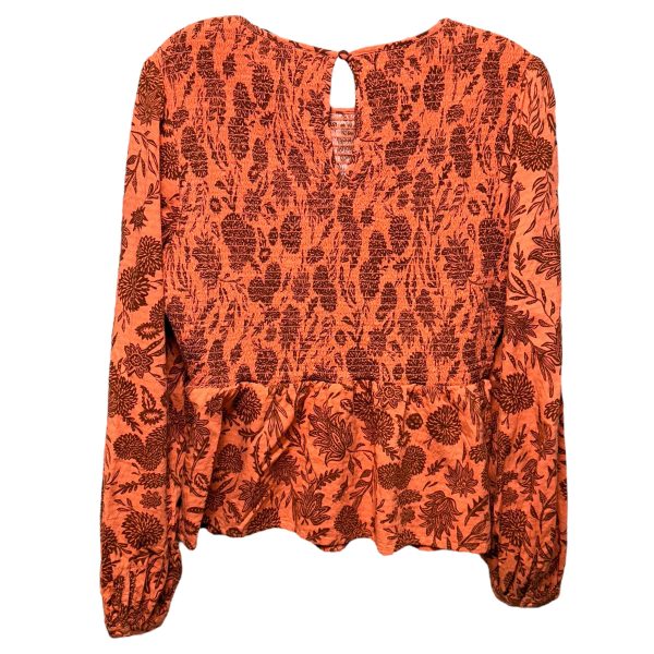 Smocked Peplum Top Long Sleeve By Universal Thread In Orange, Size: M Online