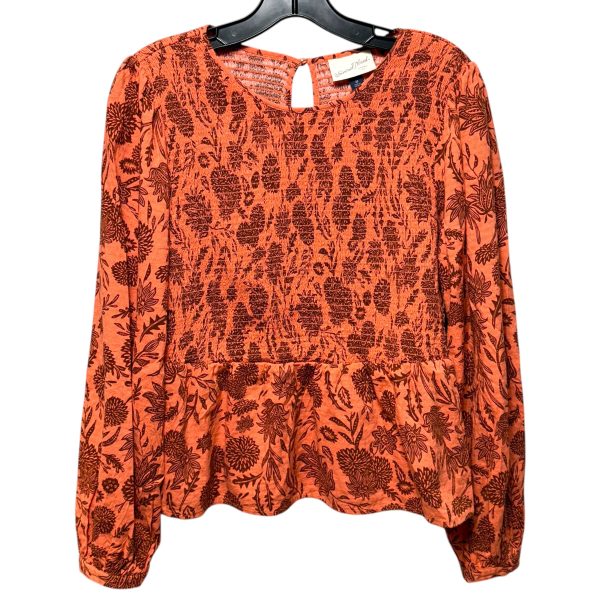 Smocked Peplum Top Long Sleeve By Universal Thread In Orange, Size: M Online