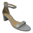 Katerina Embellished Ankle Strap Glitter Shoes Heels Block By Badgley Mischka In Silver, Size: 7.5 on Sale