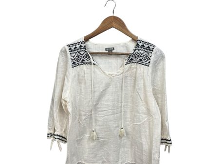 Blouse 3 4 Sleeve By Falls Creek In White, Size: S For Discount