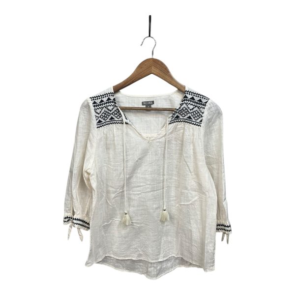 Blouse 3 4 Sleeve By Falls Creek In White, Size: S For Discount