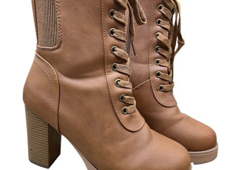 Boots Ankle Heels By Forever In Brown, Size: 7.5 For Discount