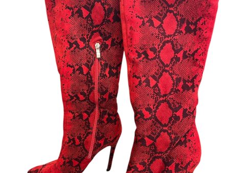 Boots Knee Heels By Fashion Nova In Snakeskin Print, Size: 7 Online now