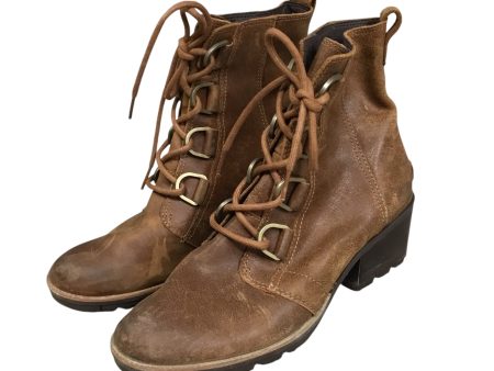 Boots Ankle Heels By Sorel In Brown, Size: 9.5 Online Hot Sale