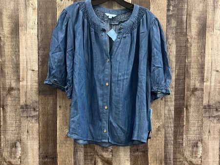 Top Short Sleeve By Draper James In Blue Denim, Size: Xl Cheap