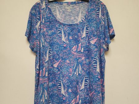 Top Short Sleeve Designer By Lilly Pulitzer In Blue & Pink, Size: 2x on Sale