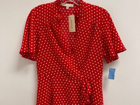 Top Short Sleeve By Monteau In Red & White, Size: L For Sale